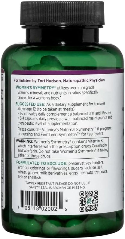 Vitanica Women's Symmetry, High Potency Multivitamin and Mineral, Vegan, 90 Capsules
