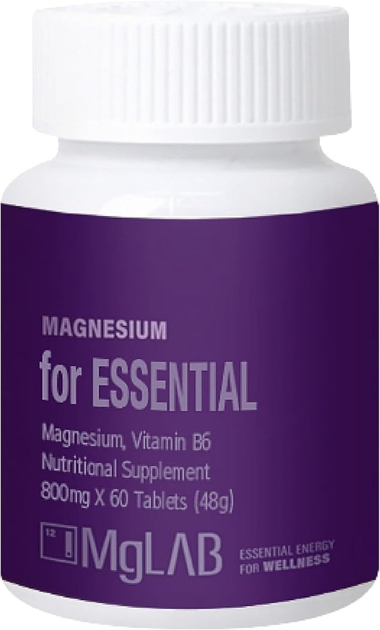 Magnesium for Essential (60 Tablets) Daily Supplement for Energy Recharge and Muscle Health. Magnesium 315mg, Vitamin B6. Mini-Sized