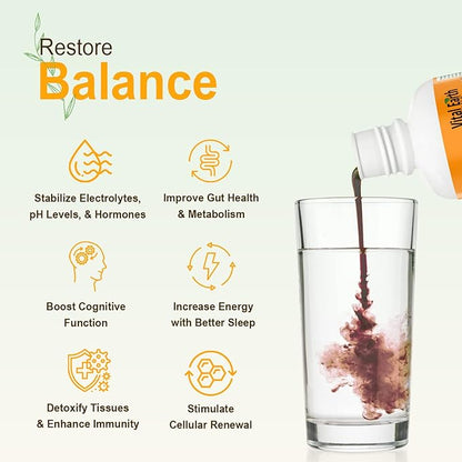 Vital Earth Minerals Fulvic Humic Mineral Blend Liquid – Fulvic Acid Supplement with 70+ Trace Minerals, Electrolytes for Recovery, Balance & Energy, 32 Oz + 1 Oz Cup
