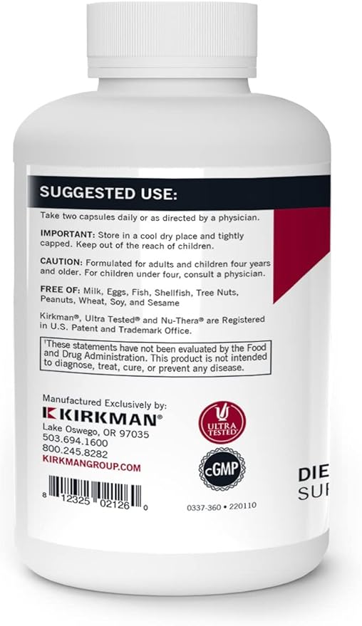 Kirkman - Super Nu-Thera - 360 Capsules - Comprehensive Multivitamin - with Vitamin B6 & Magnesium - Hypoallergenic