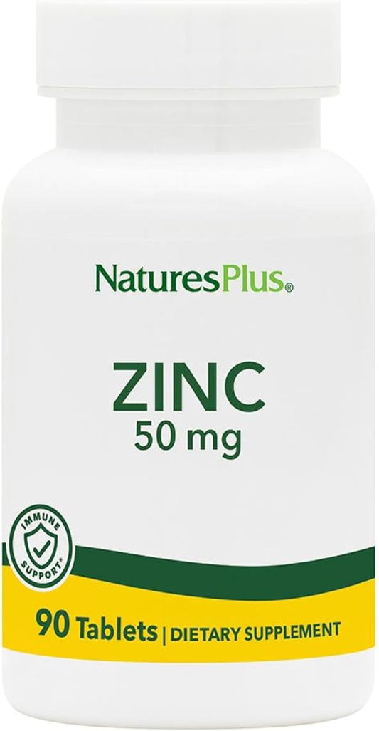 NaturesPlus Zinc - 50 mg, 90 Tablets - Vegetarian, Gluten Free - 90 Servings