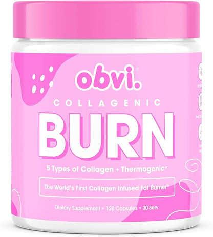 Obvi Collagenic Burn | Supports Metabolism, Energy, Focus | Collagen Peptide-Infused Thermogenic Supplement | Supports Curbing Cravings, Supports Healthy Hair, Skin, Nails, Joints | 30 Servings