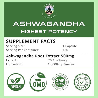 XTRAKT Ashwagandha Supplements Equivalent 10,000mg - 120 Ashwagandha Vegan Capsules - Organic Ashwagandha Powder and Root Extract Capsules - Stress Relief Supplement, Mood Enhancer - 4 Month Supply