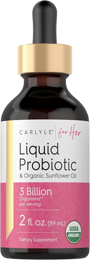 Carlyle Liquid Probiotic for Women | 2 fl oz | with Organic Sunflower Oil | 3 Billion Active Organisms | Dietary Supplement for Her
