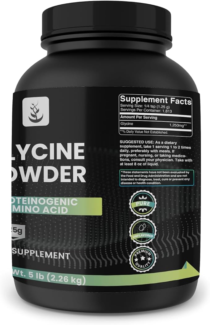 PURE ORIGINAL INGREDIENTS Glycine Powder, 5 lb, No Magnesium or Rice Fillers, Lab Verified