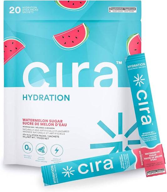 Cira Hydration Stick Packs - Electrolyte Powder & Drink Mix for On-The-Go Dehydration Relief & Recovery - Watermelon Sugar, 20 Servings