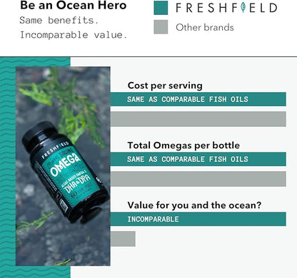 Ocean Saving Omega 3, The Fish Oil Replacement, 4-Month Supply, Sustainably Sourced, Highest Levels of DHA per Capsule (440 mg), Algae Oil, w/DPA (120 Count (Pack of 1))