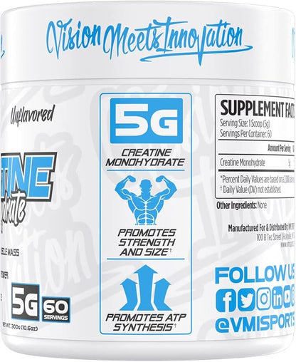 VMI Sports Creatine Monohydrate Unflavored Powder Muscle Mass – Strength – Size – Power | 5 Grams per Serving (300 Grams)