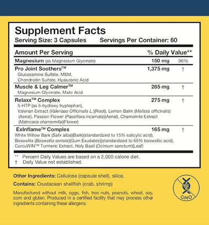 Researched Nutritionals Soothe & Relaxx - Soft Tissue, Muscle + Support Supplement - A Gentle Health Supplement for Calming Relief - Soothe Your Body + Mind (180 Capsules)