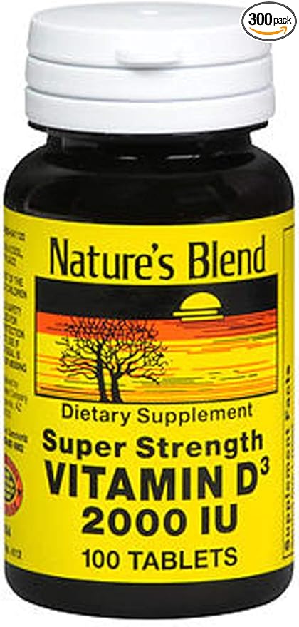 Nature's Blend Vitamin D3 2000 IU Super Strength - 100 Tablets, Pack of 3