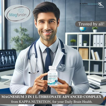 (90 Capsules), 2,253mg Per Serving, Providing 420mg Elemental Magnesium, L-Threonate, Bisglycinate Chelate, Malate, from Kappa Nutrition.