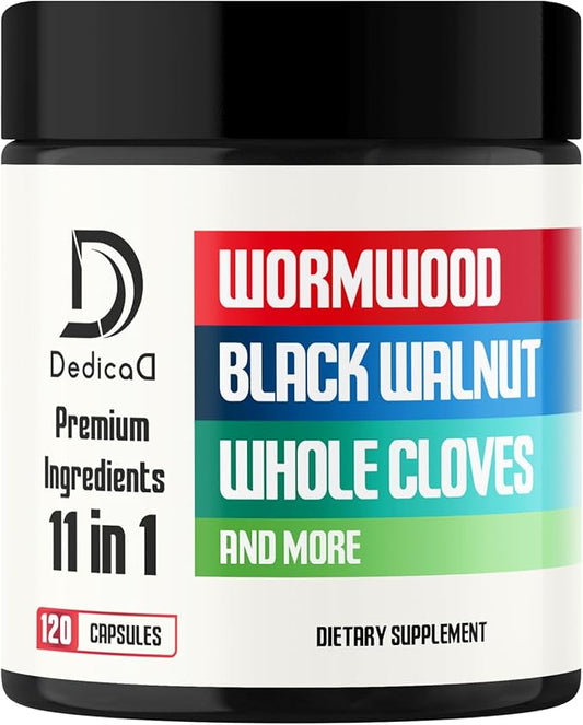 Wormwood Supplement - 120 Capsules Extracted from Black Walnut, Cloves, Turmeric, Apple, Berberine HCl & More - 11 Ingredients Combined for Digestive Health, Immune System - 2-Month Supply