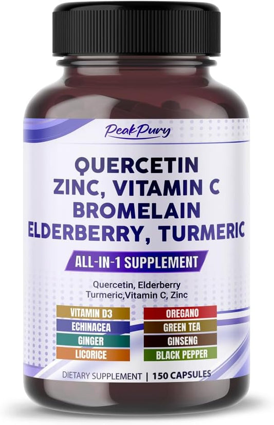Quercetin Elderberry Turmeric Vitamin C Zinc - Immunity Support - Made in USA