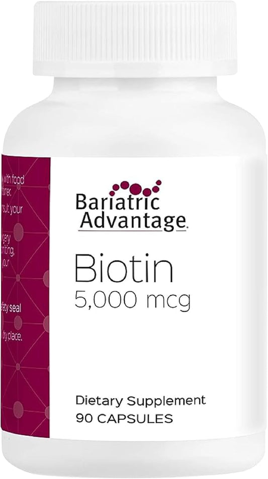 Bariatric Advantage Biotin 5,000 mcg - for Bariatric Surgery Patients - Easy-Digest Mini Capsules - Biotin Supplement - Hair, Skin & Nails Support* - 90 Count