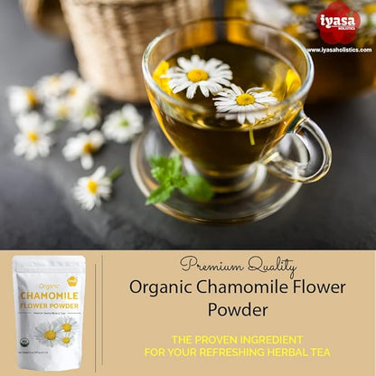 Organic Chamomile Flower Powder, Food Grade for Baking, Cooking, Tea, Summer Drinks, DIY Skin and Hair Care Products, Natural Face Packs, Face Mask 16 oz, 453 gm
