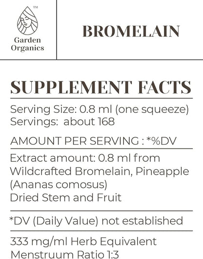 Bromelain Alcohol-Free Natural Tincture Extract, Immune System Booster, Liquid Drops Made from 100% Wildcrafted Bromelain, Pineapple (Ananas comosus) Dried Stem and Fruit (4 fl oz)