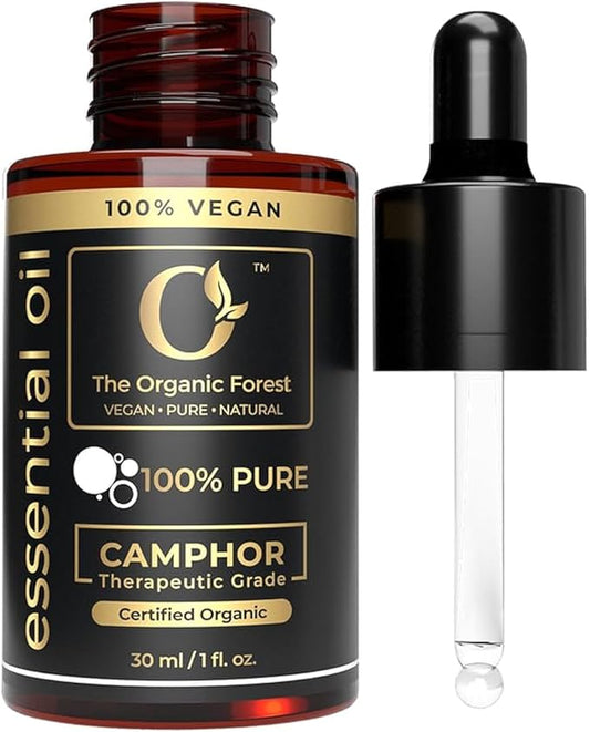 100% Plant Based Organic Camphor Essential Oil - Pure, Natural, Steam Distilled Camphor Oil for Aromatherapy, Skin and Hair Care | Alcanfor | Therapeutic Grade Essential Oil for Humidifier & Diffuser