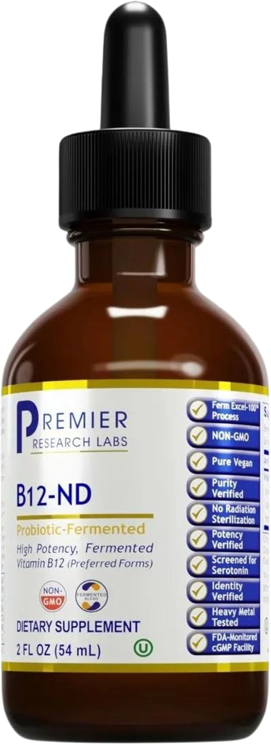 Premier Research Labs B12-ND - High-Potency Vitamin B12 - Supports Energy Levels, Memory & More - Brain Focus for Vegetarians & Vegans - Kosher Certified, Organic Ingredients - 2 fl oz