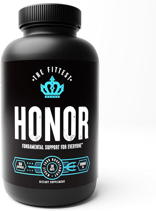 The Fittest Honor Supplement - Supports Energy, Collagen Production and Joint & Bone Health - Grass Fed Liver & Bone Marrow - 180 Capsules