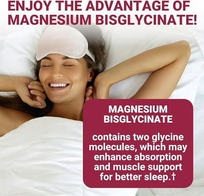 Magnesium Bisglycinate is Advanced Magnesium Glycinate Supplement (150 mg) | 200% Higher Absorption with L-Taurine, Gentle on The Stomach, Perfect for Muscle, Bone Support, (120 Capsules)