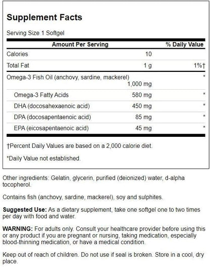 Swanson Super Dpa Fish Oil 1,000 mg 60 Sgels (2 Pack)