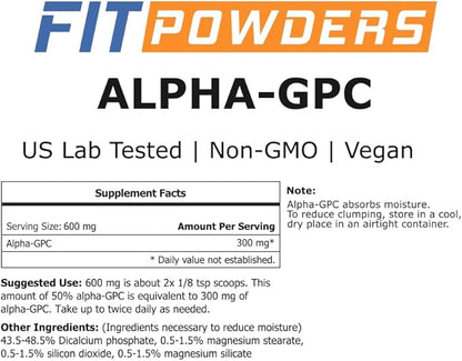 Alpha-GPC Powder, Non-GMO Choline Powder, Vegan, Third Party Tested, Pre-Workout, Memory and Focus, with Scoop (1000 Grams)