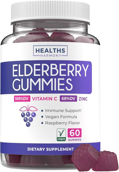 Elderberry Gummies & Black Seed Oil (1-Month Supply) Immunity Power Duo - Elderberry Gummies for Adults with Vitamin C & Zinc (60 count) & Black Seed Oil - Premium Cold-Pressed Nigellia Sativa Oil
