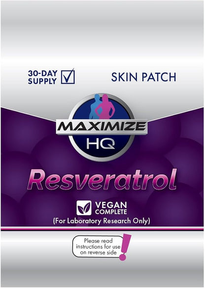 MAXIMIZE HQ Resveratrol Patches - 8 Hour Time-Release - Gluten Free - Vegan
