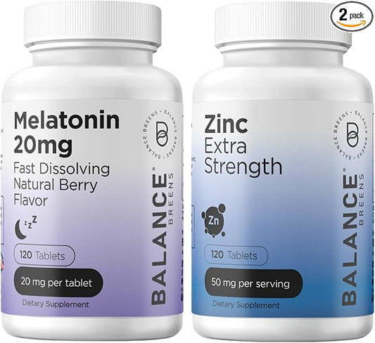 Balance Breens Melatonin 20mg + Zinc 50mg Supplement Combo