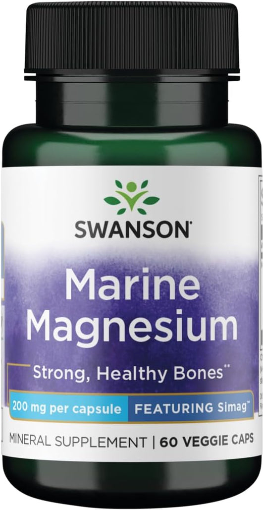 Swanson Simag Marine Magnesium 200 Milligrams Elemental 200 Milligrams 60 Veg Capsules