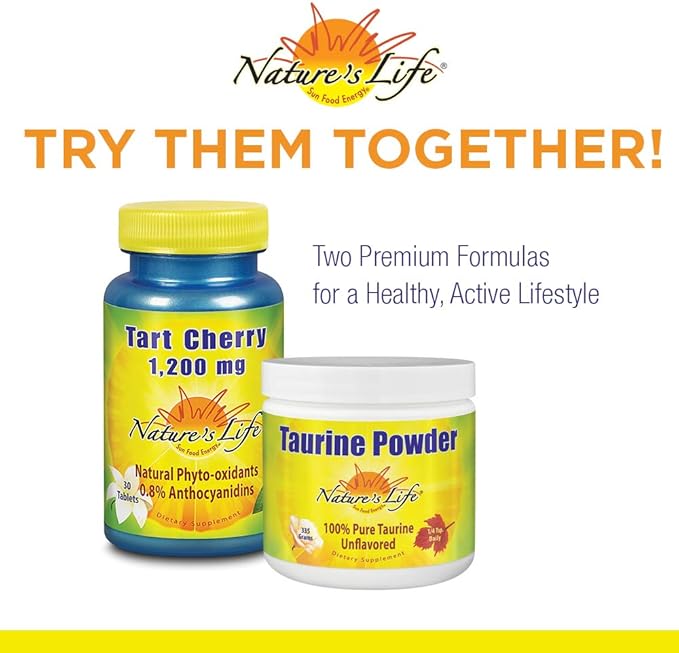 Nature's Life Pure Taurine Powder, Unflavored | Sulfur-Bearing Amino Acid for Healthy Cardiovascular & Nerve Function Support | 335g, 1000mg/serving