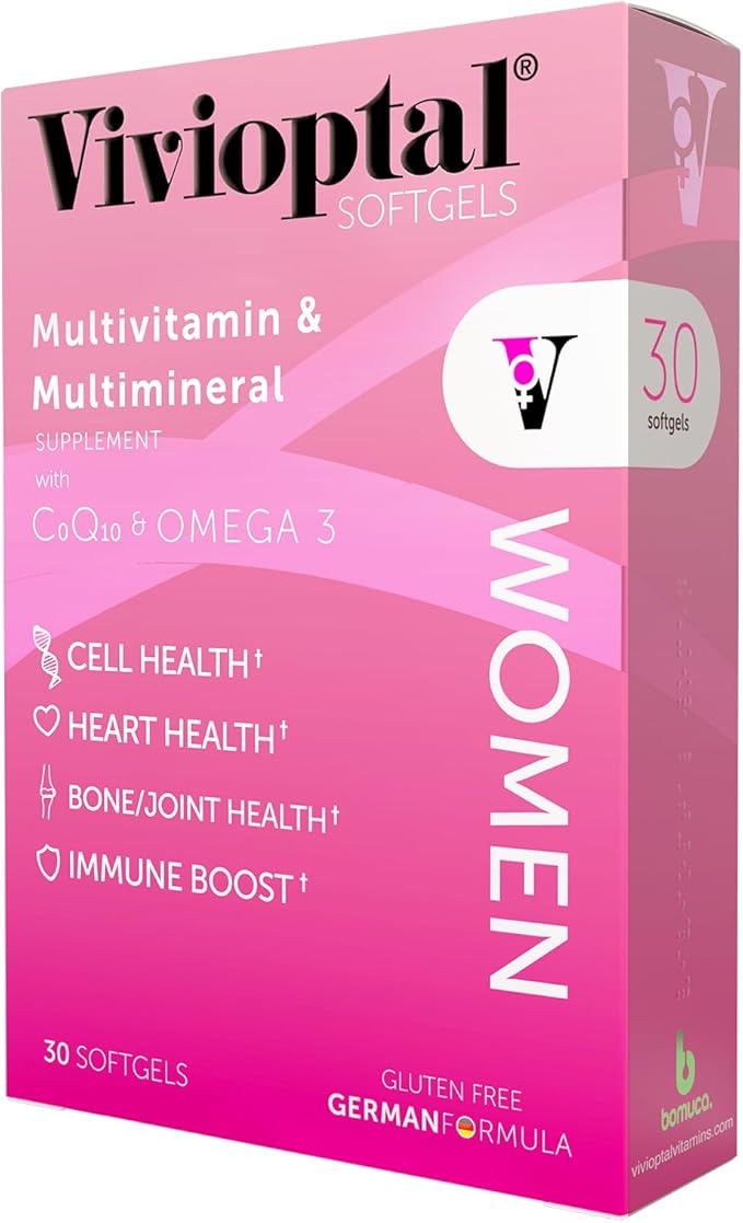 Vivioptal Women, 30 Capsules, CoQ10 & Omega-3, Multivitamin & Multimineral, Gluten Free, German Formula