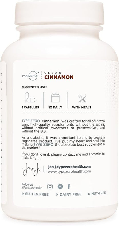 Type Zero Ceylon Cinnamon Capsules (1200mg | 120 Capsules) - Natural, Non-GMO, Gluten Free, Organic Cinnamon Supplement