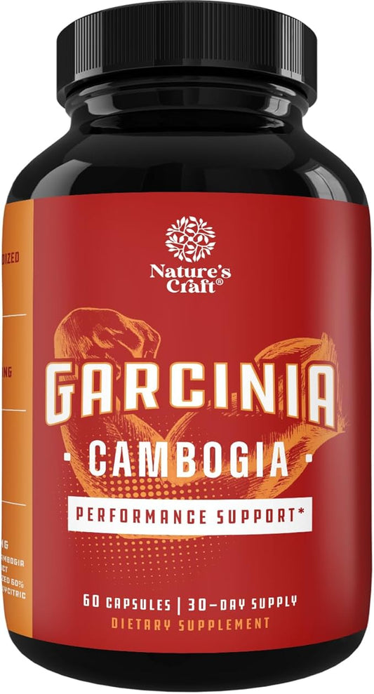 60% HCA Pure Garcinia Cambogia Extract - Blocks Carb Absorption - Suppresses Appetite - Burns Fat - Natural Weight Loss Supplement for Men & Women 60 Capsules - 30 Servings