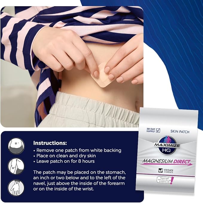 MAXIMIZE HQ Magnesium Patches - 8 Hour Time-Release - Gluten Free