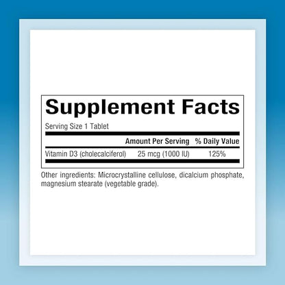 Natural Factors, Vitamin D3 1000 IU (25 mcg), Supports Strong Bones, Muscles and Immune Function, 180 Tablets