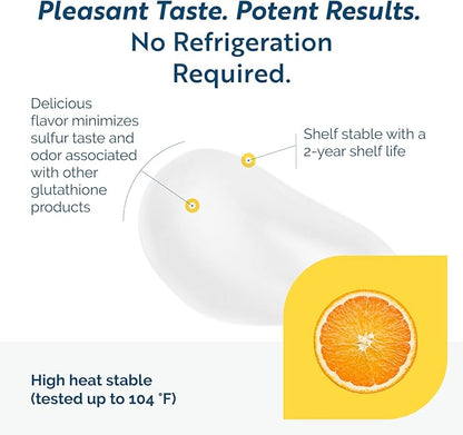 Researched Nutritionals Liposomal Glutathione (450mg) Liquid Gel + Vitamin C - Tri-Fortify - Aid Natural Energy, Immune Support & Detox - Clinically Researched for Absorption, Orange (20 Packets)