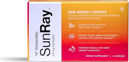 Immunotec Sunray – Calcifediol 75 mcg – Advanced Form of Vitamin D – Once a Week Dose – Superior Absorption - Fast Acting