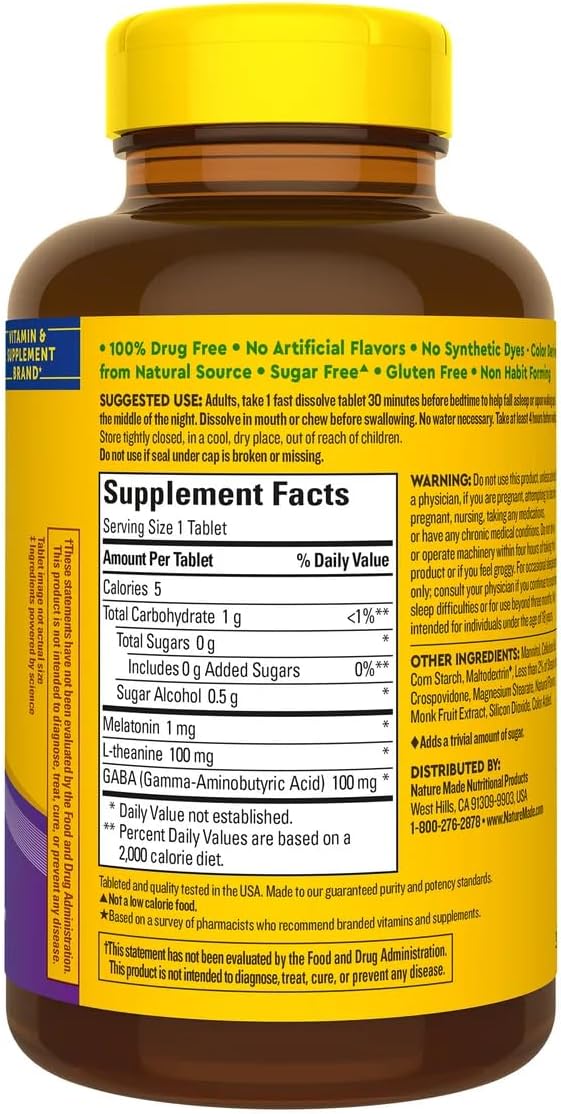 Nature Mades Wellblends Back to Sleep, 120 Fast Dissolve Tablets Bundle - Non-Habit Forming, Naturally Acting Sleep Aids Function for Health