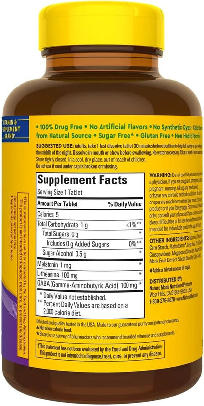 Nature Mades Wellblends Back to Sleep, 120 Fast Dissolve Tablets Bundle - Non-Habit Forming, Naturally Acting Sleep Aids Function for Health