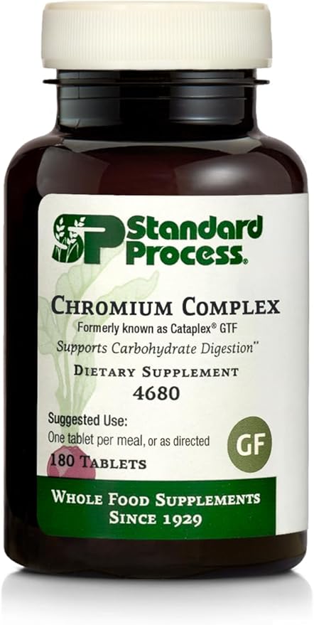 Standard Process Inc. Chromium Complex - Whole Food Digestion and Digestive Health with L-Cysteine Hydrochloride, Chromium, Ascorbic Acid, Buckwheat, Oat Flour - 180 Tablets