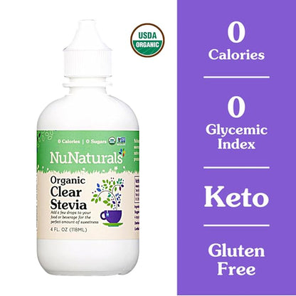 NuNaturals Clear Extract Stevia, Plant-Based Sweetener, Plastic Bottle, 4 oz