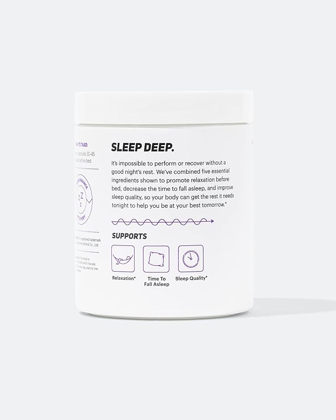 TB12 Sleep - Sleep Supplement with Magnesium, L-Theanine, Chamomile, GABA, and Melatonin to Fall Asleep Faster, Promote Relaxation, and Improve Sleep Quality. Stress and Mood Nightly Support