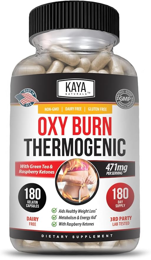 Kaya Naturals Oxy Burn - Thermogenic Herbal Formula for Active Living – Non-GMO & Gluten-Free – 180 Count