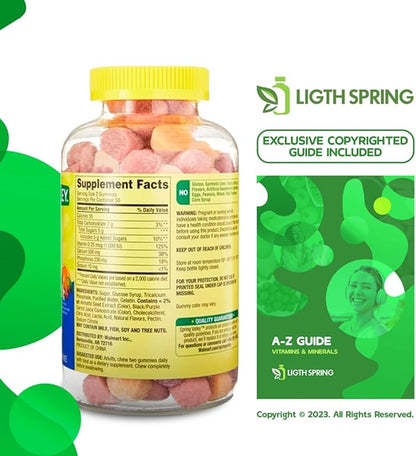 Calcium Plus Vitamin D, Adult Gummies, 500 mcg, 1000 IU, Assorted Flavors, 100 Ct Bundle with Exclusive Vitamins & Minerals - A to Z - Better Ligth&Spring Guide (2 Items)