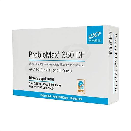 XYMOGEN ProbioMax Complete 350B - Dairy-Free, High Potency 350 CFU 18-Strain Probiotic Supplement - Supports Immune + Gut Health - Formerly ProbioMax 350 DF (15 Single Serving Stick Packs)