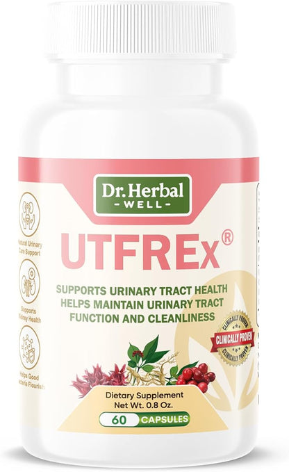 UTFREX Clinically Proven Urinary Tract UTI Health Supplement Natural Support Cleanse Flush Protect (No Probiotics & D-Mannose) – 60 Capsules