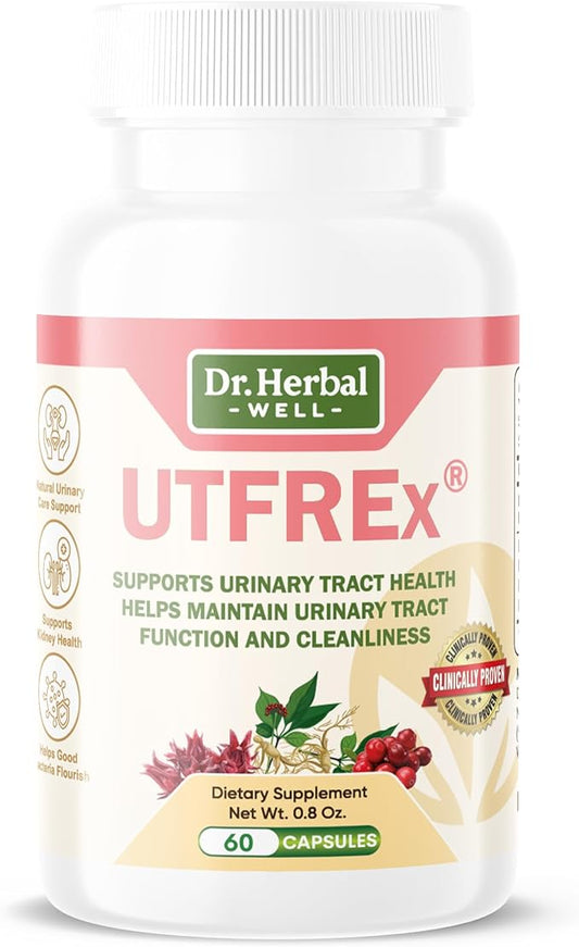 UTFREX Clinically Proven Urinary Tract UTI Health Supplement Natural Support Cleanse Flush Protect (No Probiotics & D-Mannose) – 60 Capsules
