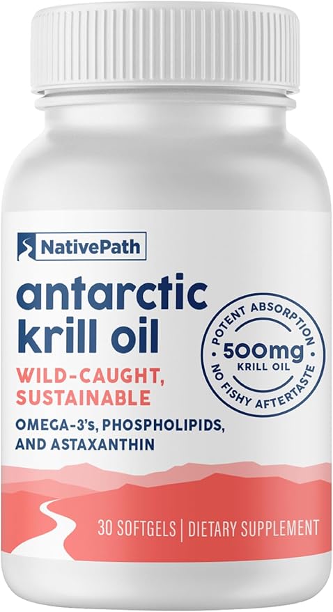 NativePath: Antarctic Krill Oil - Wild-Caught Krill Omega-3 Fatty Acids with EPA and DHA - 30-Day Supply - Supports Your Joint, Heart, Brain and Immunity - Pure Formula, No Fishy Taste