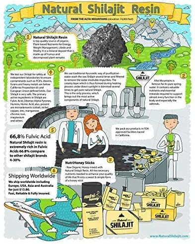 NATURAL SHILAJIT Resin 20G, Shilajit Honey Sticks 30 Count Capsules 60 Count